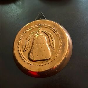 Vintage Copper Gold Pear Design Wall Hanging, 6"
